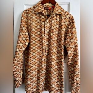 NYNE Men's Brown Patterned Shirt size M cotton